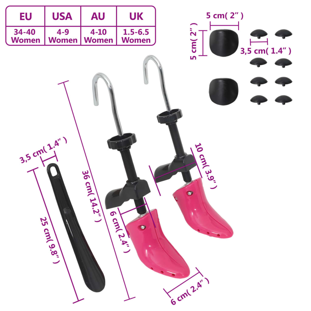 Shoe Stretchers with Shoe Horn Pink EU 34-40 Plastic