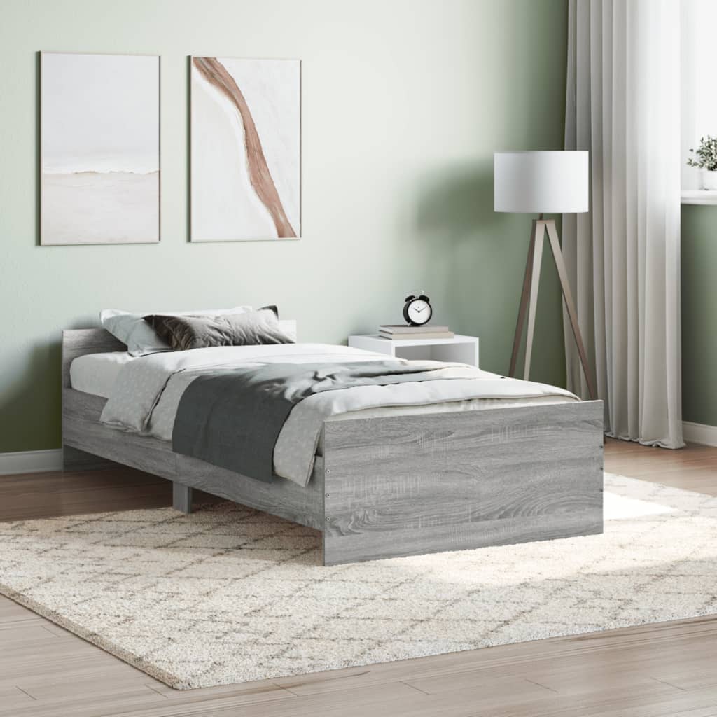 Bed Frame without Mattress Grey Sonoma 90x200 cm Engineered Wood