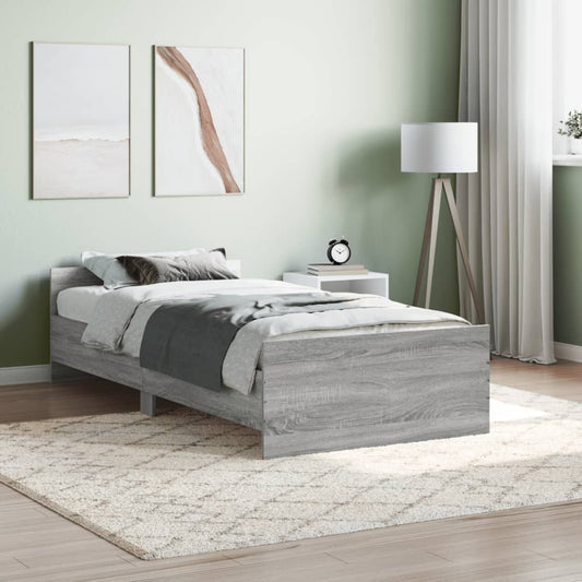 Bed Frame without Mattress Grey Sonoma 90x200 cm Engineered Wood