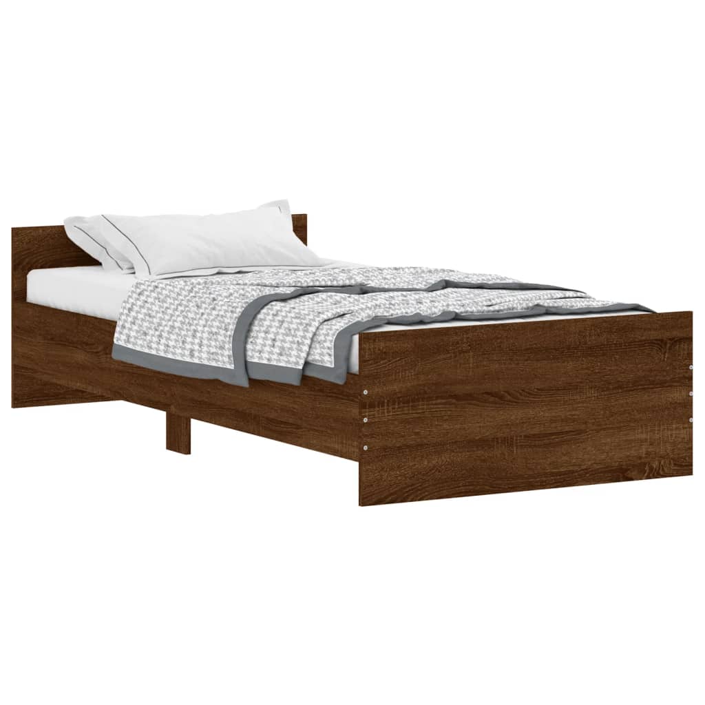 Bed Frame Brown Oak 90x200 cm Engineered Wood