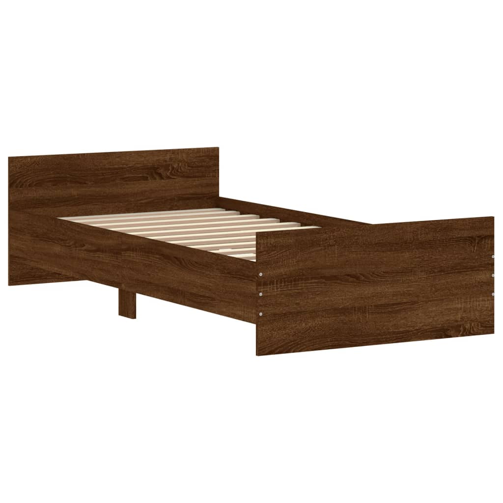 Bed Frame Brown Oak 90x200 cm Engineered Wood