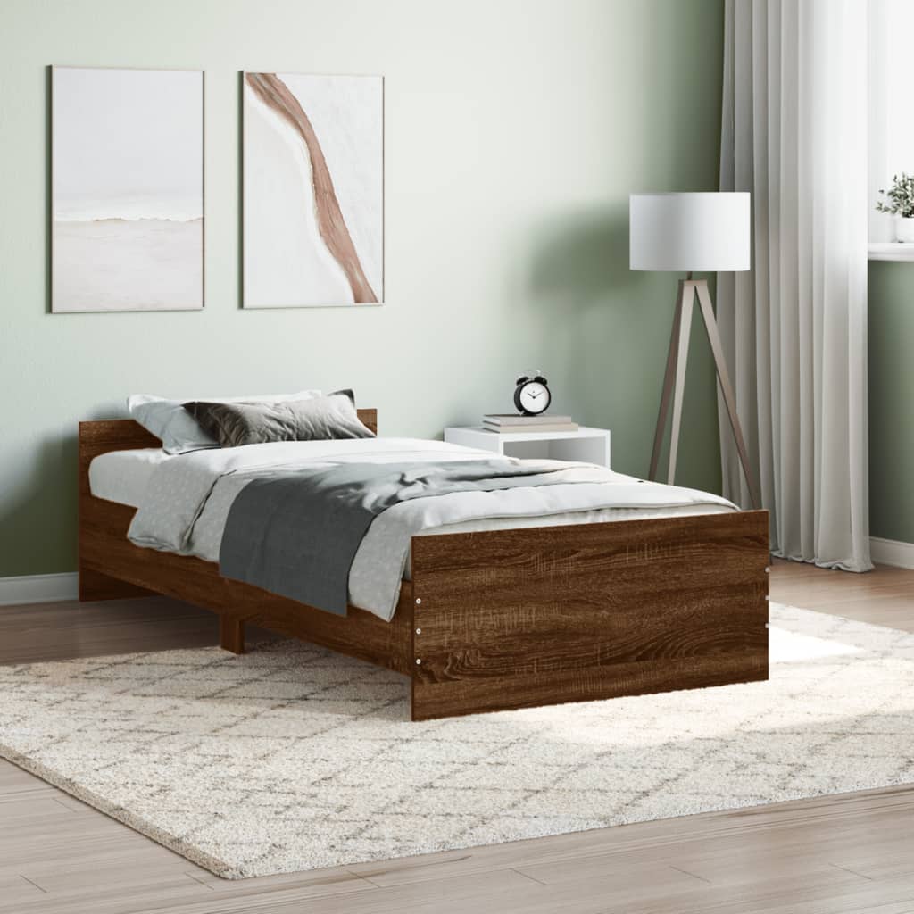 Bed Frame Brown Oak 90x200 cm Engineered Wood