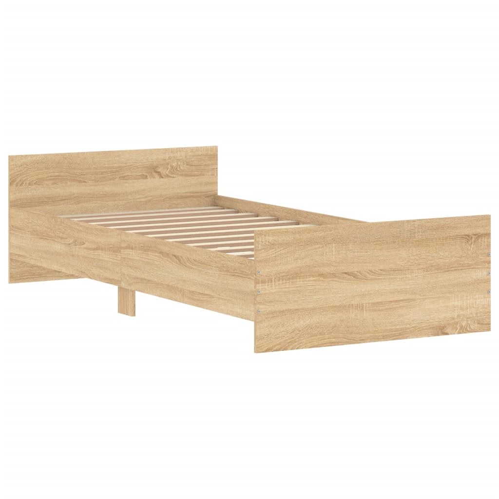 Bed Frame without Mattress Sonoma Oak 100x200 cm Engineered Wood