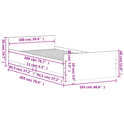 Bed Frame without Mattress Sonoma Oak 100x200 cm Engineered Wood