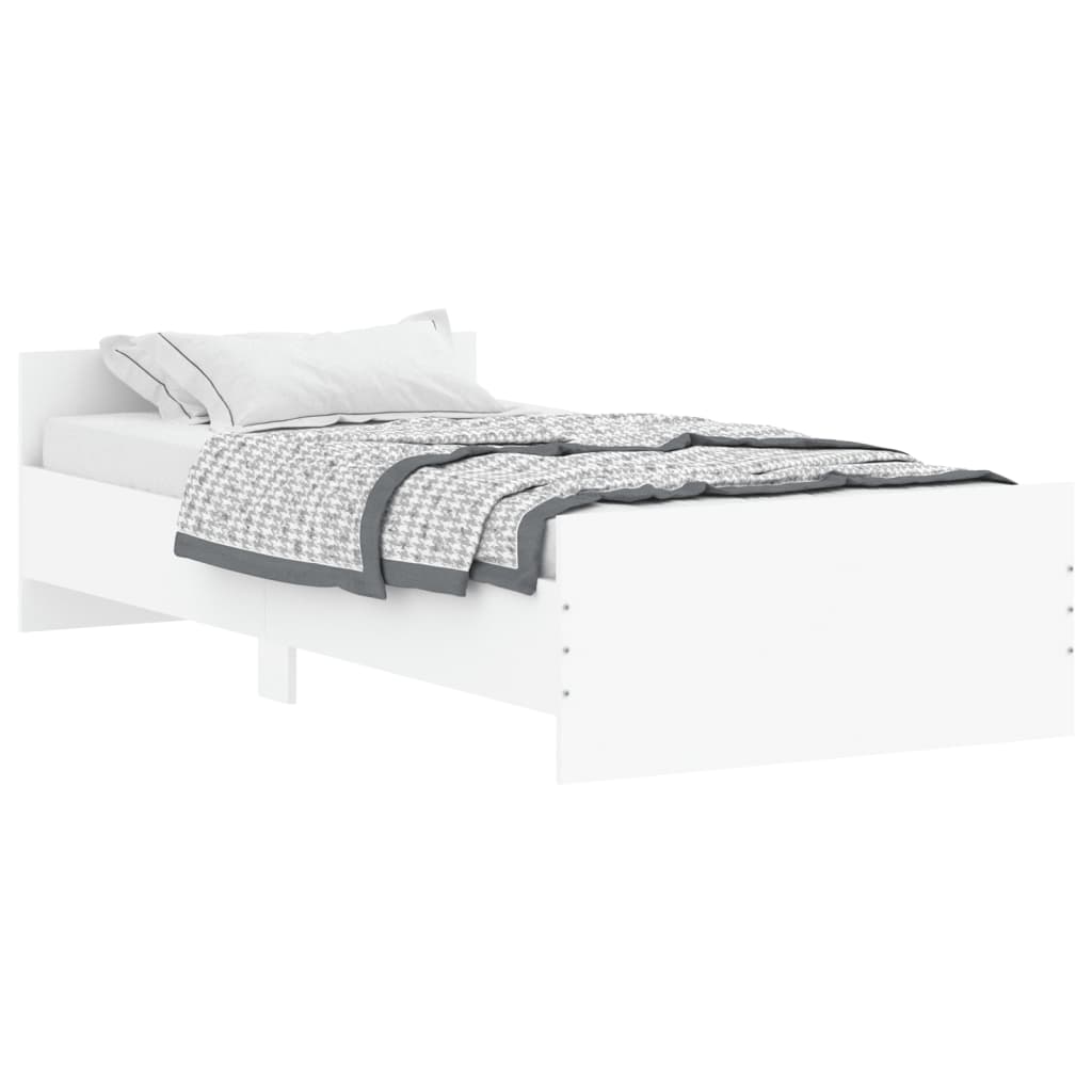 Bed Frame without Mattress White 90x190 cm Single Engineered Wood