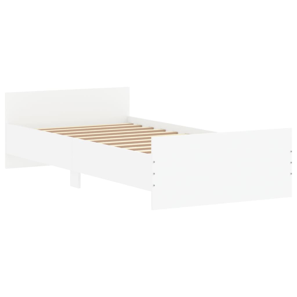 Bed Frame without Mattress White 90x190 cm Single Engineered Wood