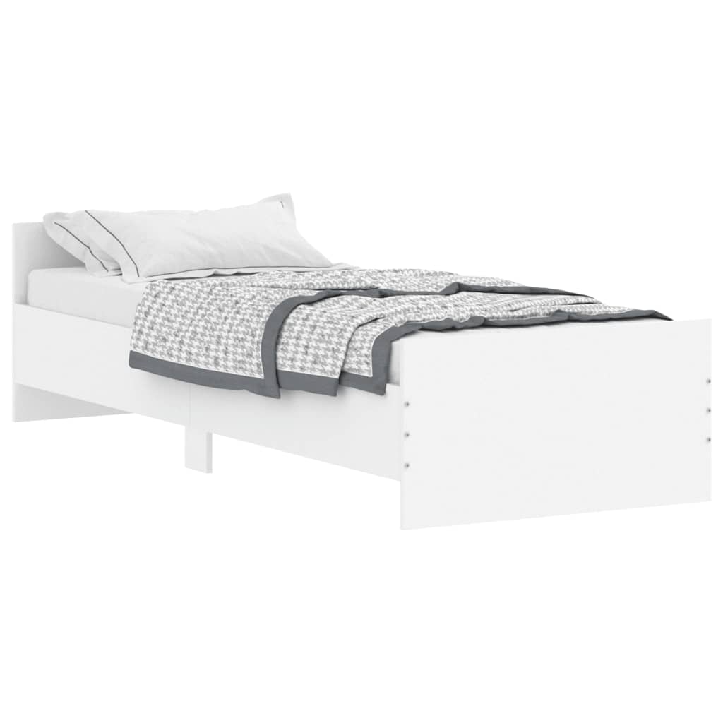 Bed Frame without Mattress White 75x190 cm Small Single  Engineered Wood