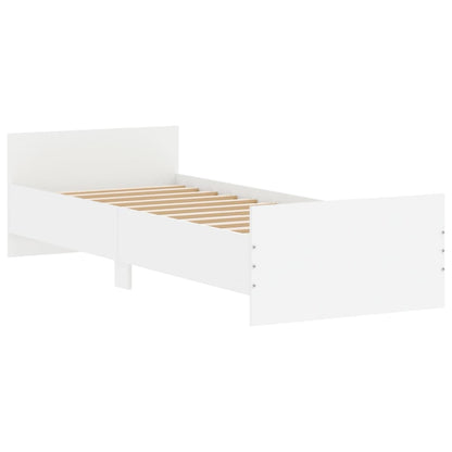 Bed Frame without Mattress White 75x190 cm Small Single  Engineered Wood