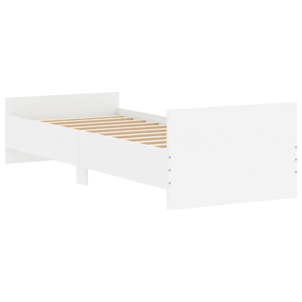 Bed Frame without Mattress White 75x190 cm Small Single  Engineered Wood