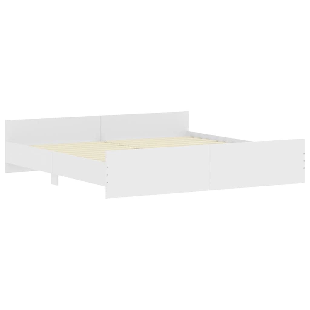 Bed Frame with Headboard and Footboard White 200x200 cm