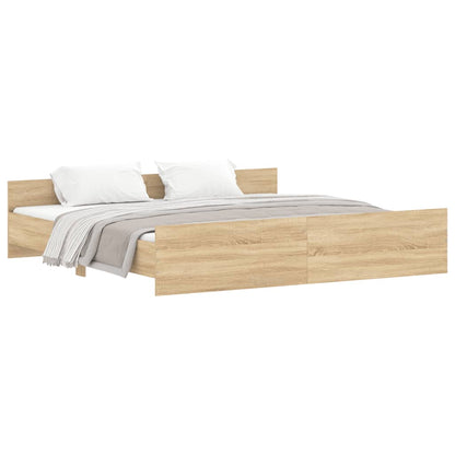 Bed Frame with Headboard and Footboard Sonoma Oak 200x200 cm