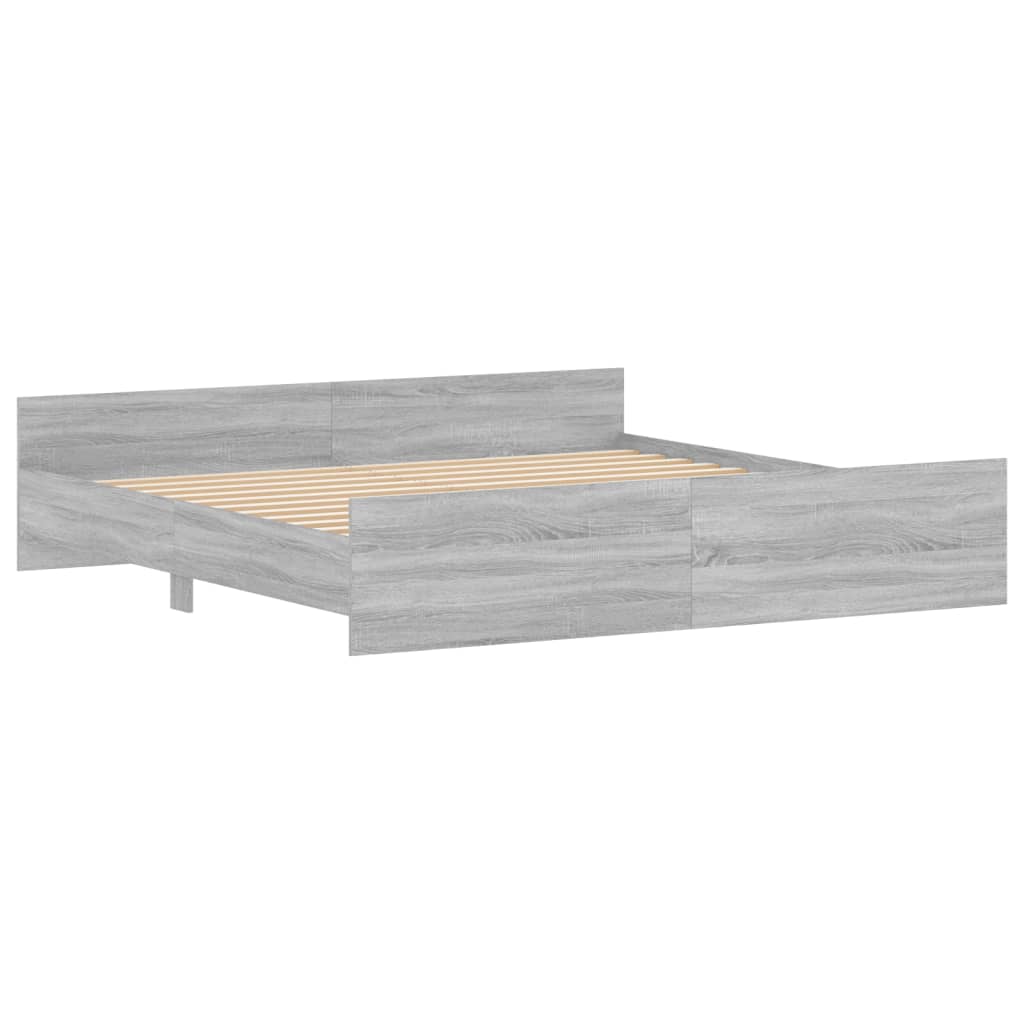 Bed Frame with Headboard and Footboard Grey Sonoma 200x200 cm