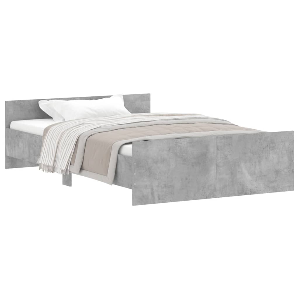 Bed Frame with Headboard and Footboard Concrete Grey 120x200 cm