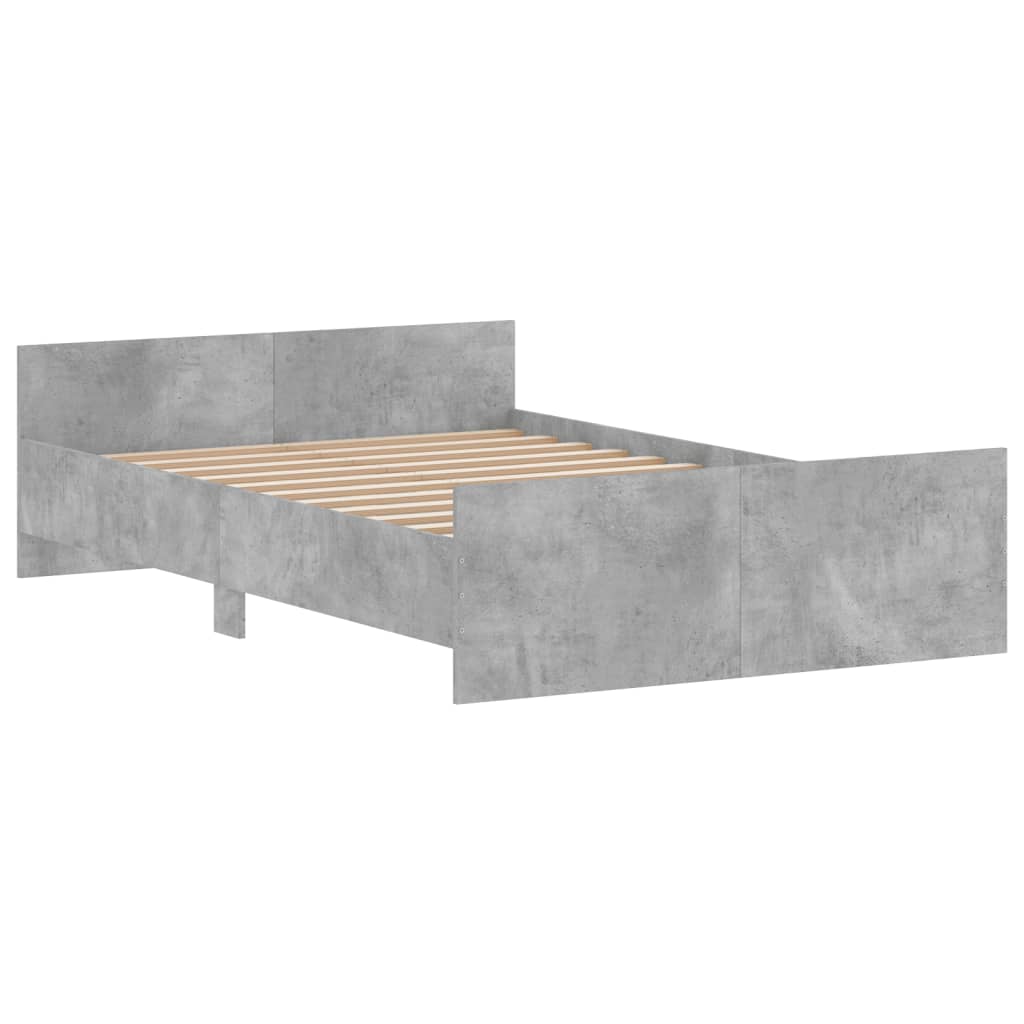 Bed Frame with Headboard and Footboard Concrete Grey 120x200 cm