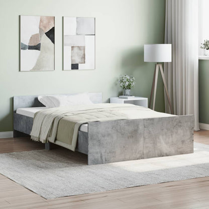 Bed Frame with Headboard and Footboard Concrete Grey 120x200 cm