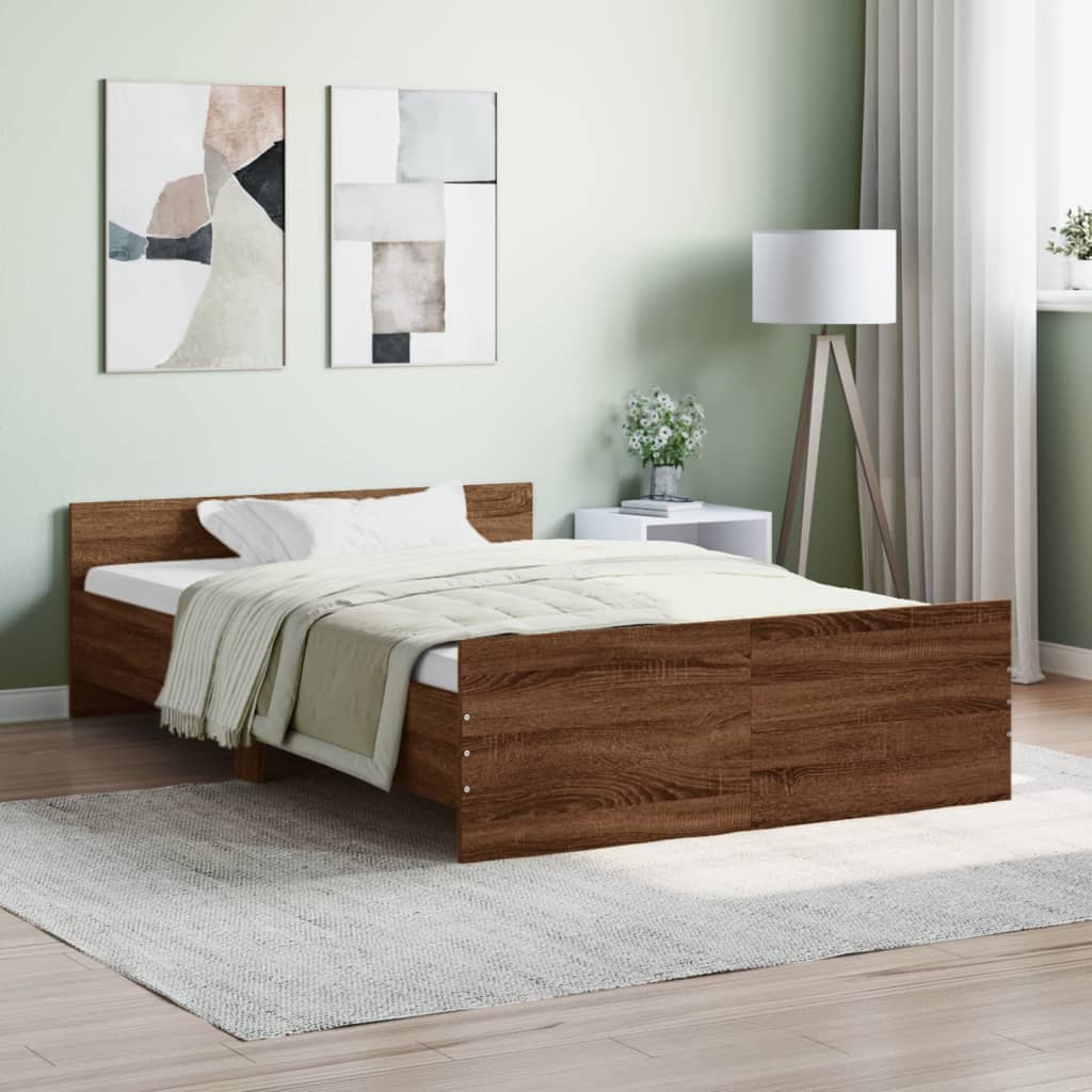 Bed Frame without Mattress Brown Oak 120x200 cm