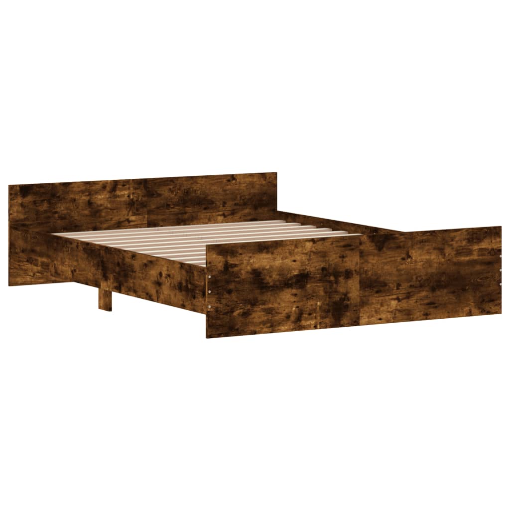 Bed Frame without Mattress Smoked Oak 140x200 cm