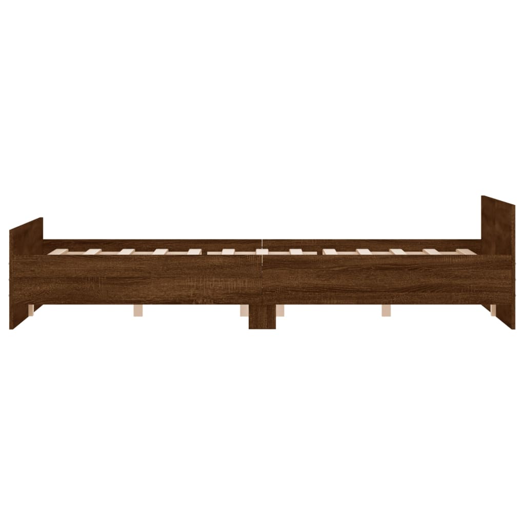 Bed Frame with Headboard and Footboard Brown Oak 140x200 cm