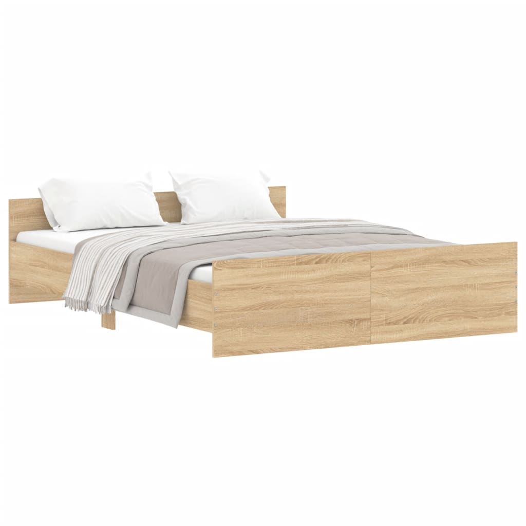 Bed Frame with Headboard and Footboard Sonoma Oak 150x200 cm King Size