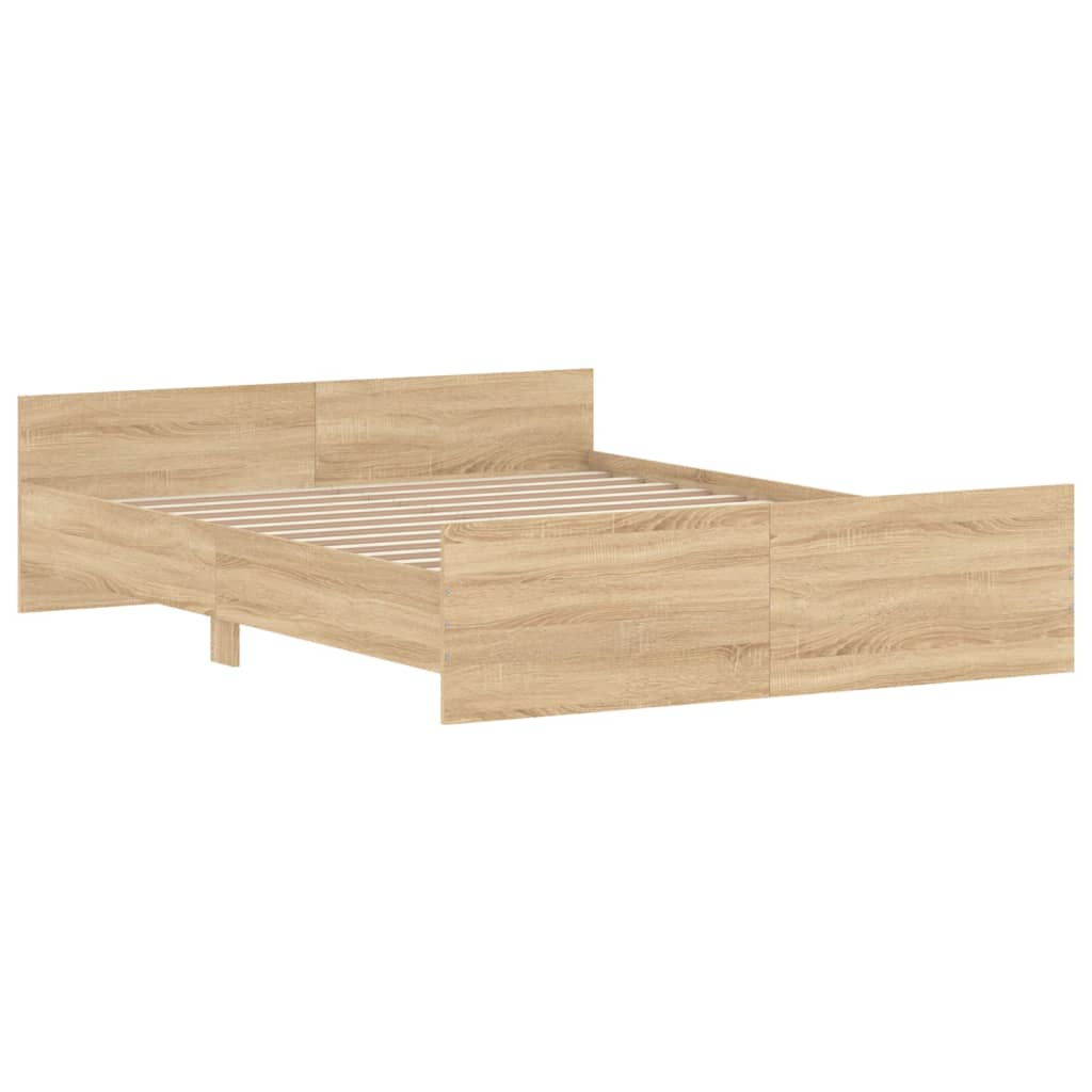 Bed Frame with Headboard and Footboard Sonoma Oak 150x200 cm King Size