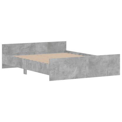 Bed Frame with Headboard and Footboard Concrete Grey 150x200 cm King Size