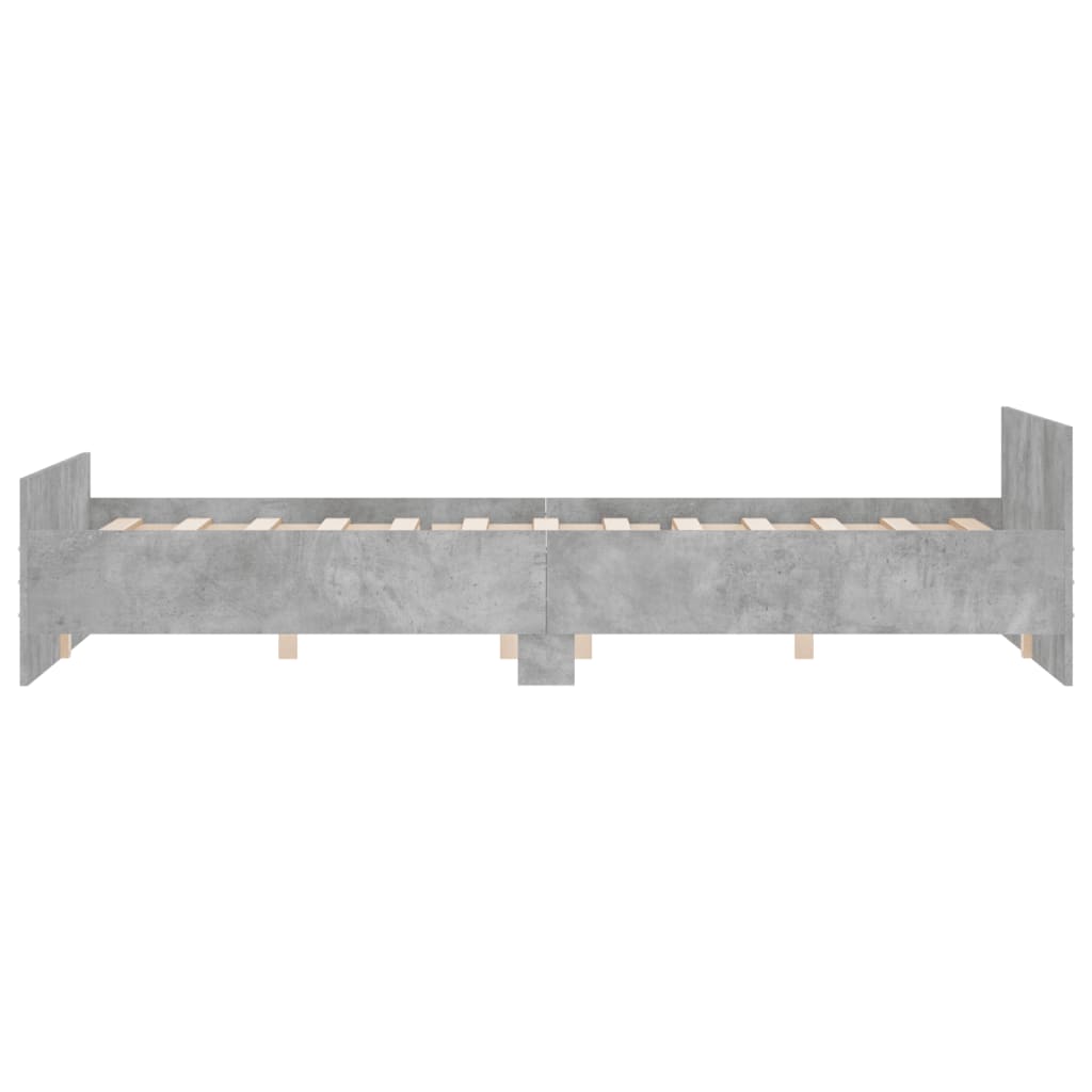 Bed Frame with Headboard and Footboard Concrete Grey 150x200 cm King Size