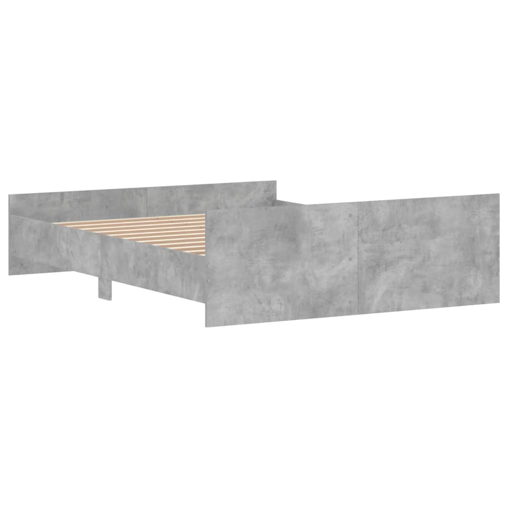 Bed Frame with Headboard and Footboard Concrete Grey 150x200 cm King Size