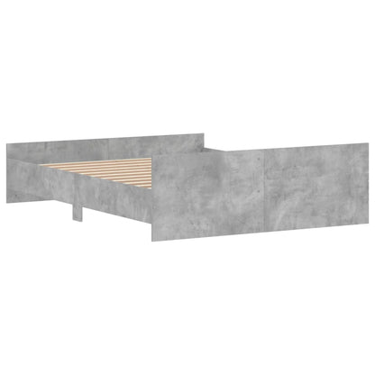 Bed Frame with Headboard and Footboard Concrete Grey 150x200 cm King Size