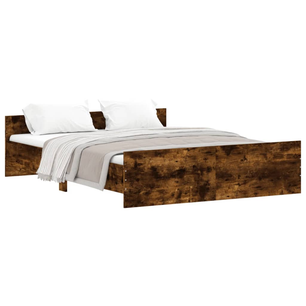 Bed Frame without Mattress Smoked Oak 150x200 cm King Size