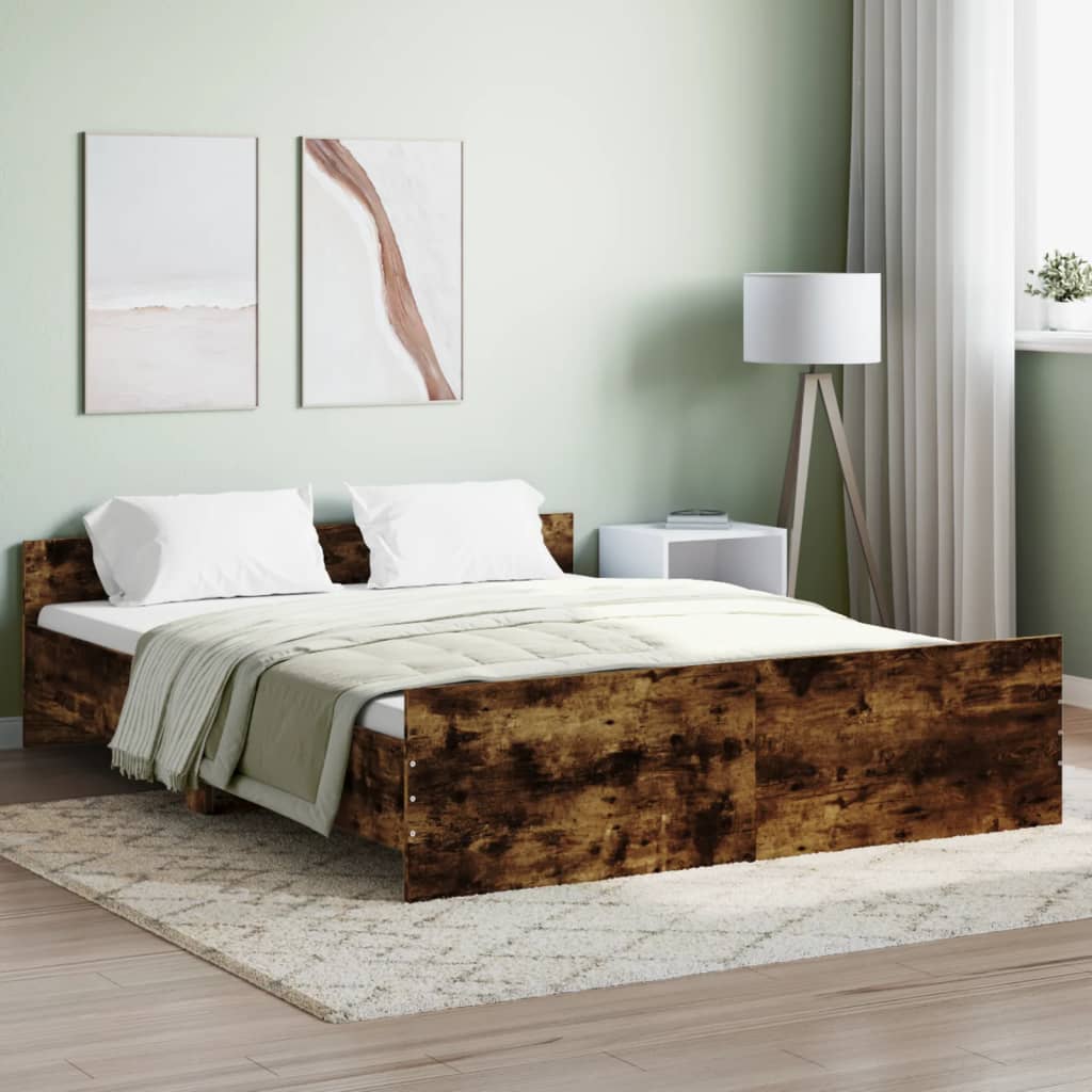 Bed Frame without Mattress Smoked Oak 150x200 cm King Size