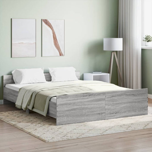 Bed Frame without Mattress Grey Sonoma 150x200 cm King Size