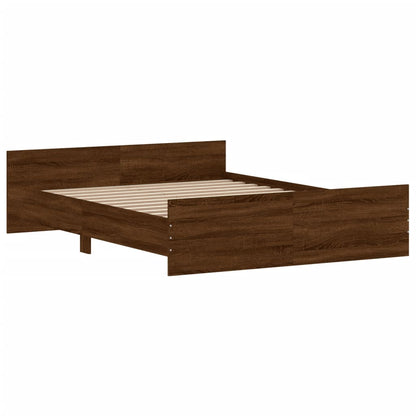 Bed Frame with Headboard and Footboard Brown Oak 150x200 cm King Size