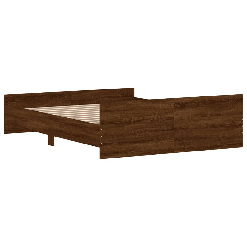 Bed Frame without Mattress Brown Oak 160x200 cm