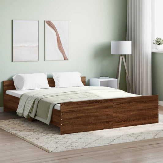 Bed Frame without Mattress Brown Oak 160x200 cm