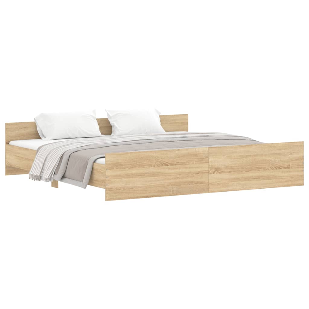 Bed Frame with Headboard with Footboard Sonoma Oak 180x200 cm Super King