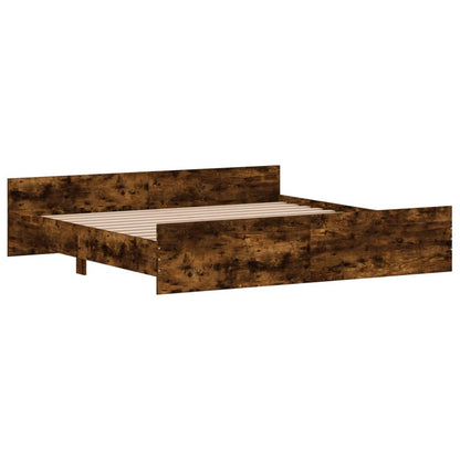 Bed Frame without Mattress Smoked Oak 180x200 cm Super King