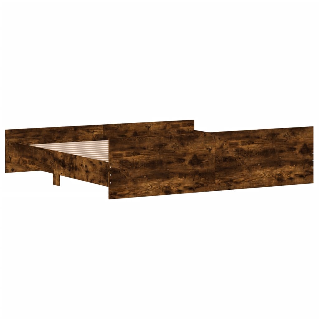 Bed Frame without Mattress Smoked Oak 180x200 cm Super King