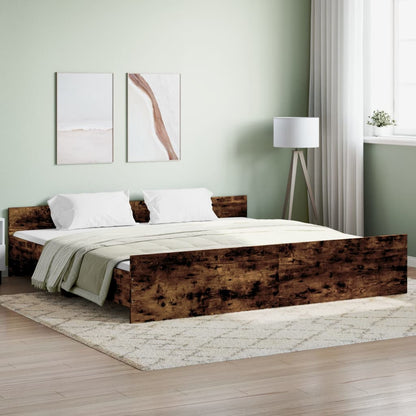 Bed Frame without Mattress Smoked Oak 180x200 cm Super King