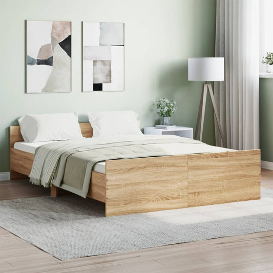 Bed Frame with Headboard and Footboard Sonoma Oak 140x190 cm