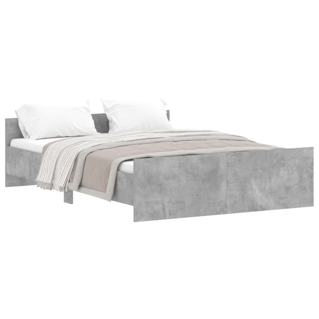 Bed Frame with Headboard and Footboard Concrete Grey 140x190 cm