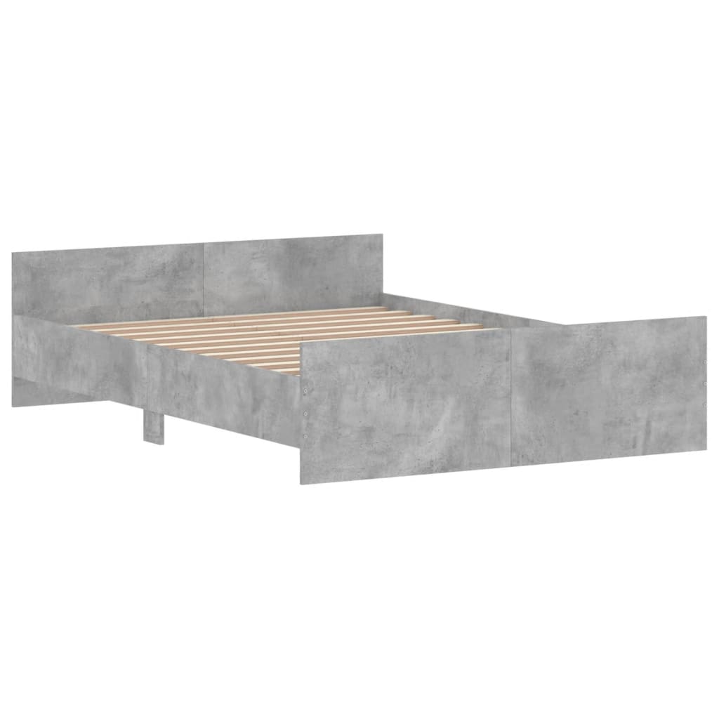 Bed Frame with Headboard and Footboard Concrete Grey 140x190 cm