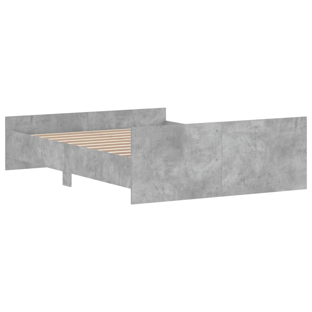 Bed Frame with Headboard and Footboard Concrete Grey 140x190 cm