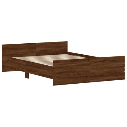 Bed Frame without Mattress Brown Oak 140x190 cm