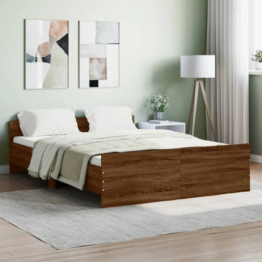 Bed Frame without Mattress Brown Oak 140x190 cm