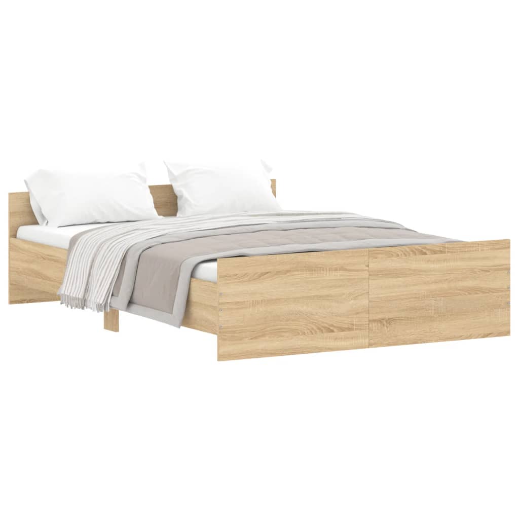 Bed Frame with Headboard and Footboard Sonoma Oak 135x190 cm Double