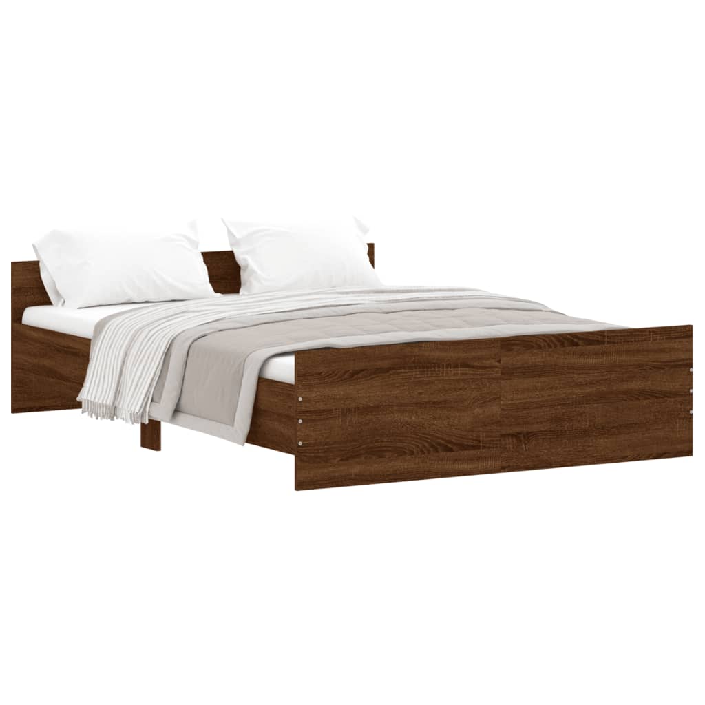 Bed Frame without Mattress Brown Oak 135x190 cm Double