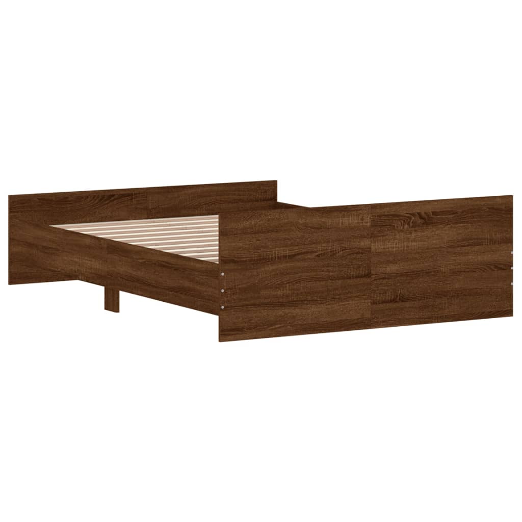 Bed Frame without Mattress Brown Oak 135x190 cm Double