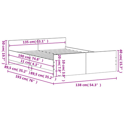 Bed Frame without Mattress Brown Oak 135x190 cm Double