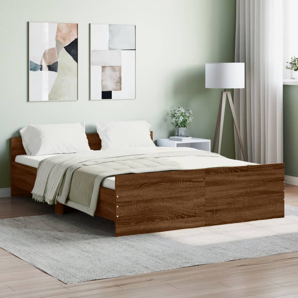 Bed Frame without Mattress Brown Oak 135x190 cm Double