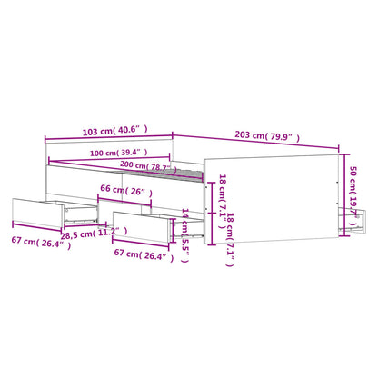 Bed Frame without Mattress White 100x200 cm